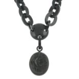 Jet cameo pendant, with chain
