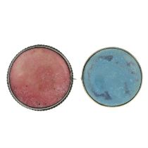 Two early 20th century silver enamel brooches, by Charles Horner and Albert Carter