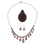 Three items of garnet jewellery