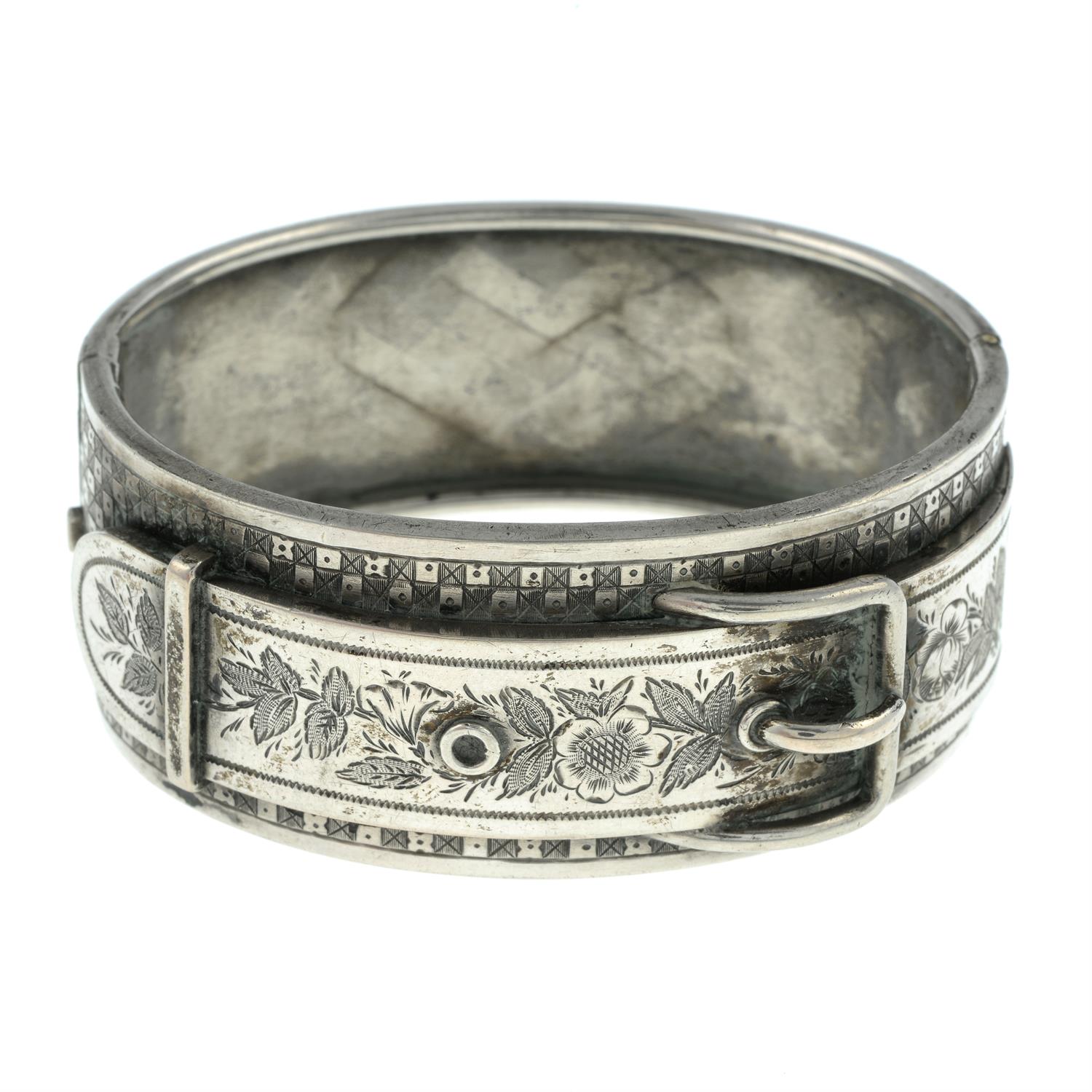 Early 20th century silver buckle bangle