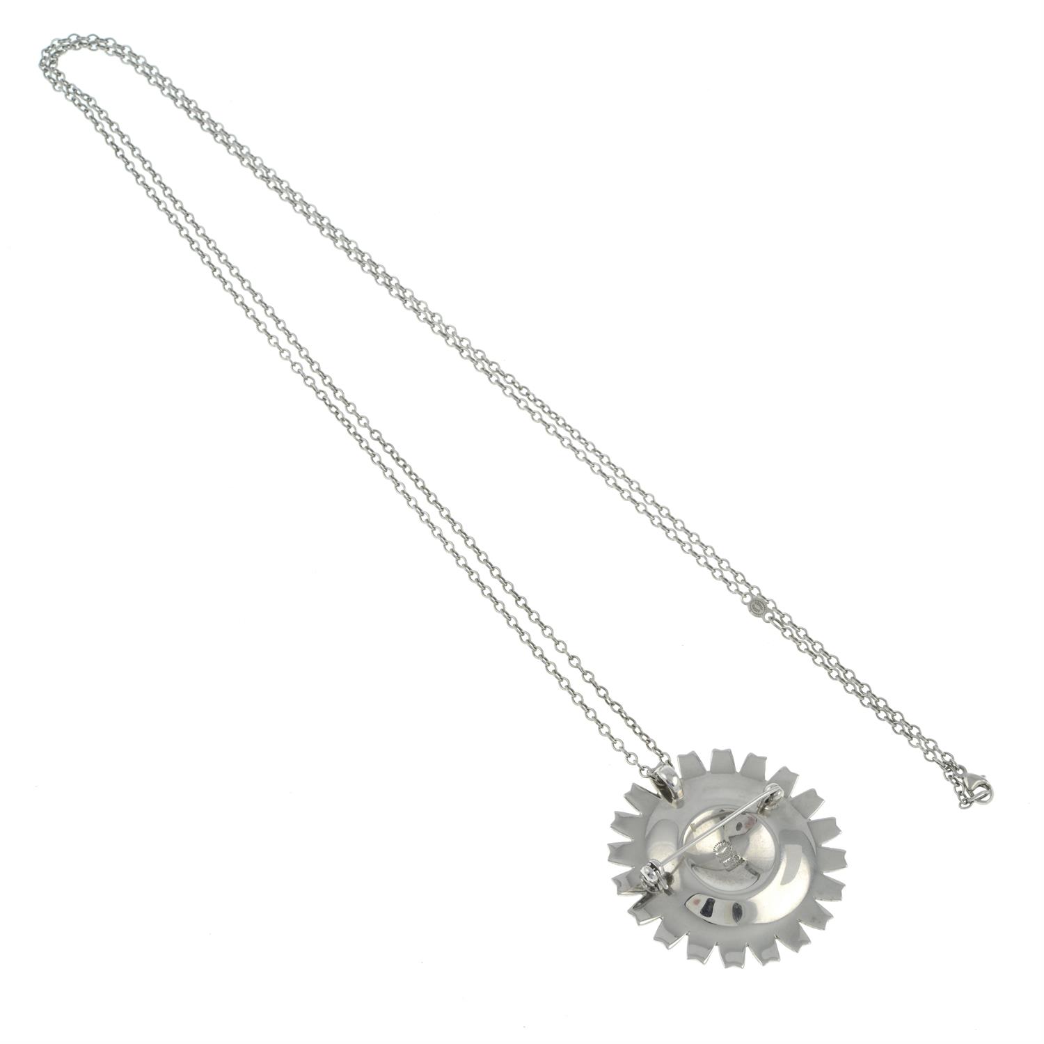 Silver purple daisy pendant, with chain, by Georg Jensen - Image 2 of 3
