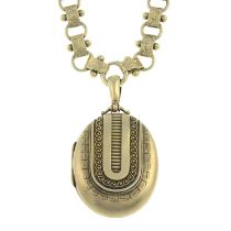 Victorian silver locket pendant, with chain