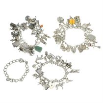 Three charm bracelets & a chain