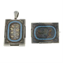 Victorian locket pendant & brooch