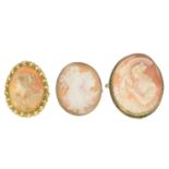 Three Victorian cameo brooches