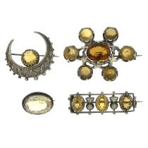 Four Victorian gem-set brooches