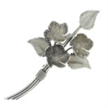 Silver floral brooch