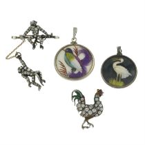 Four animal motif jewellery