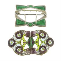 Two early 20th century enamel buckles