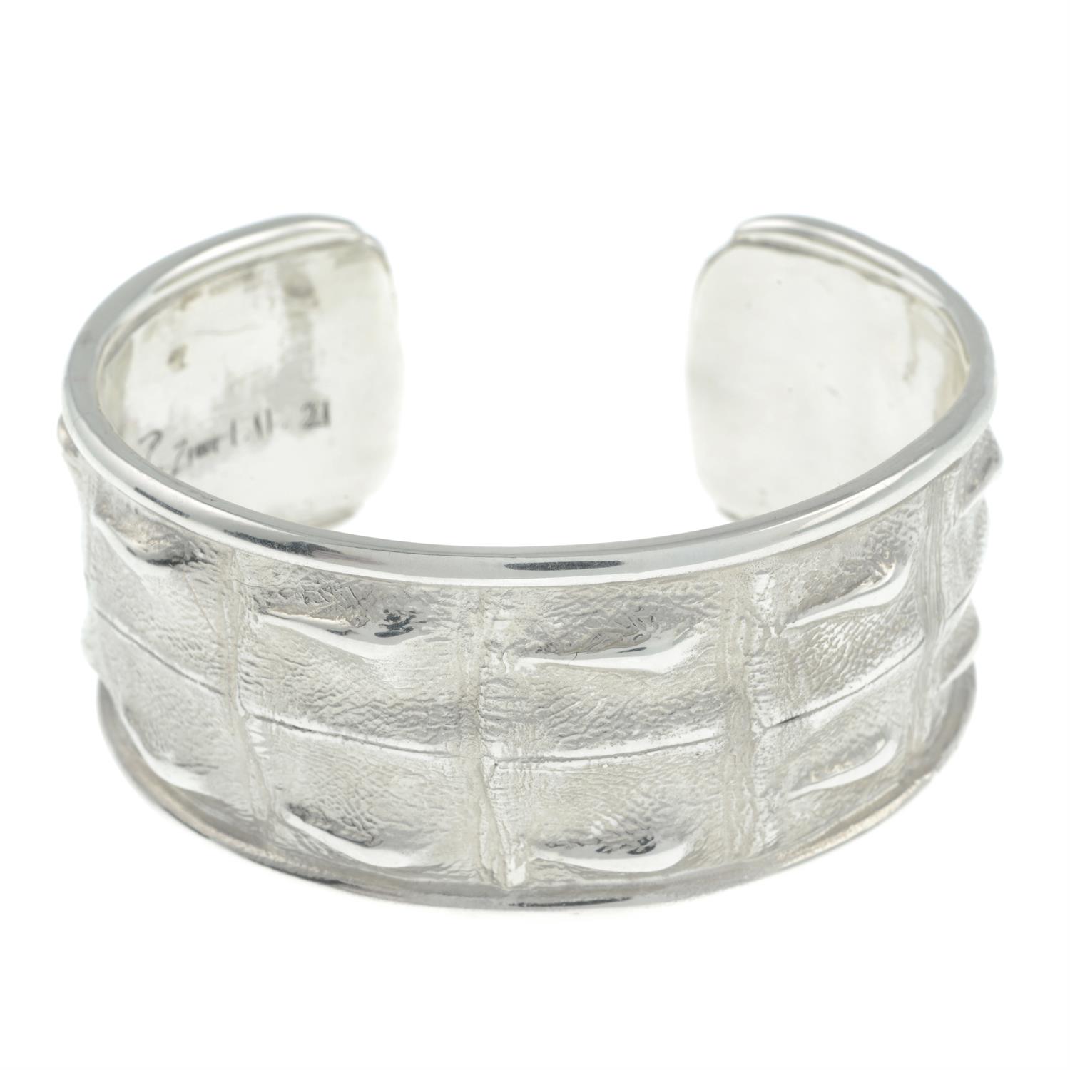 Silver 'Crocodile' cuff bangle, by Patrick Mavros