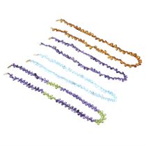 Four gem-set necklaces