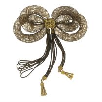 Victorian hairwork bow brooch