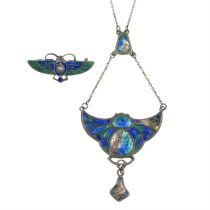 Two early 20th century silver & enamel jewellery, by Charles Horner