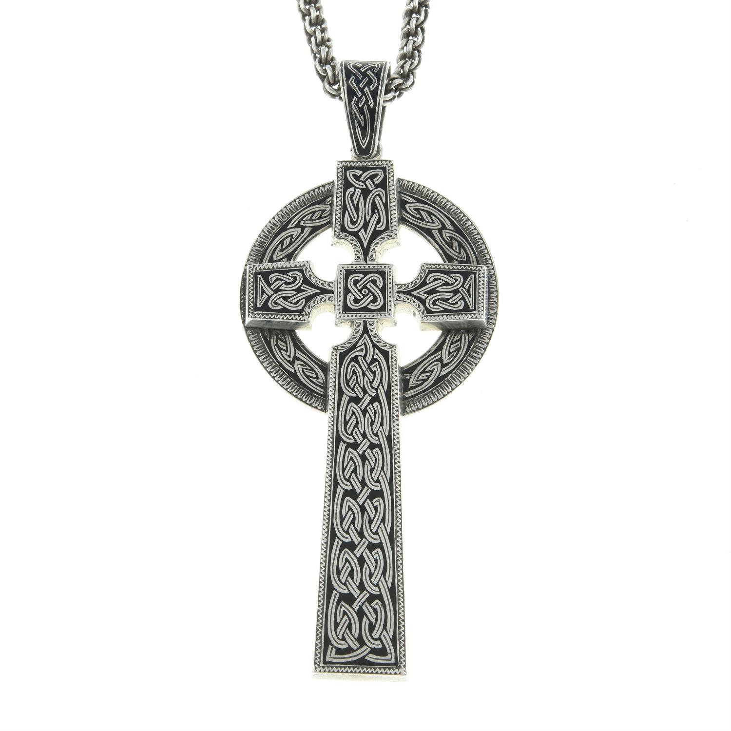 Enamel cross pendant, with chain