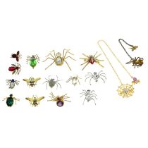 Selection of insect brooches