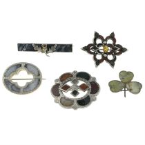 Five Victorian & later Scottish brooches, AF