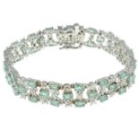 Silver emerald & diamond bracelet