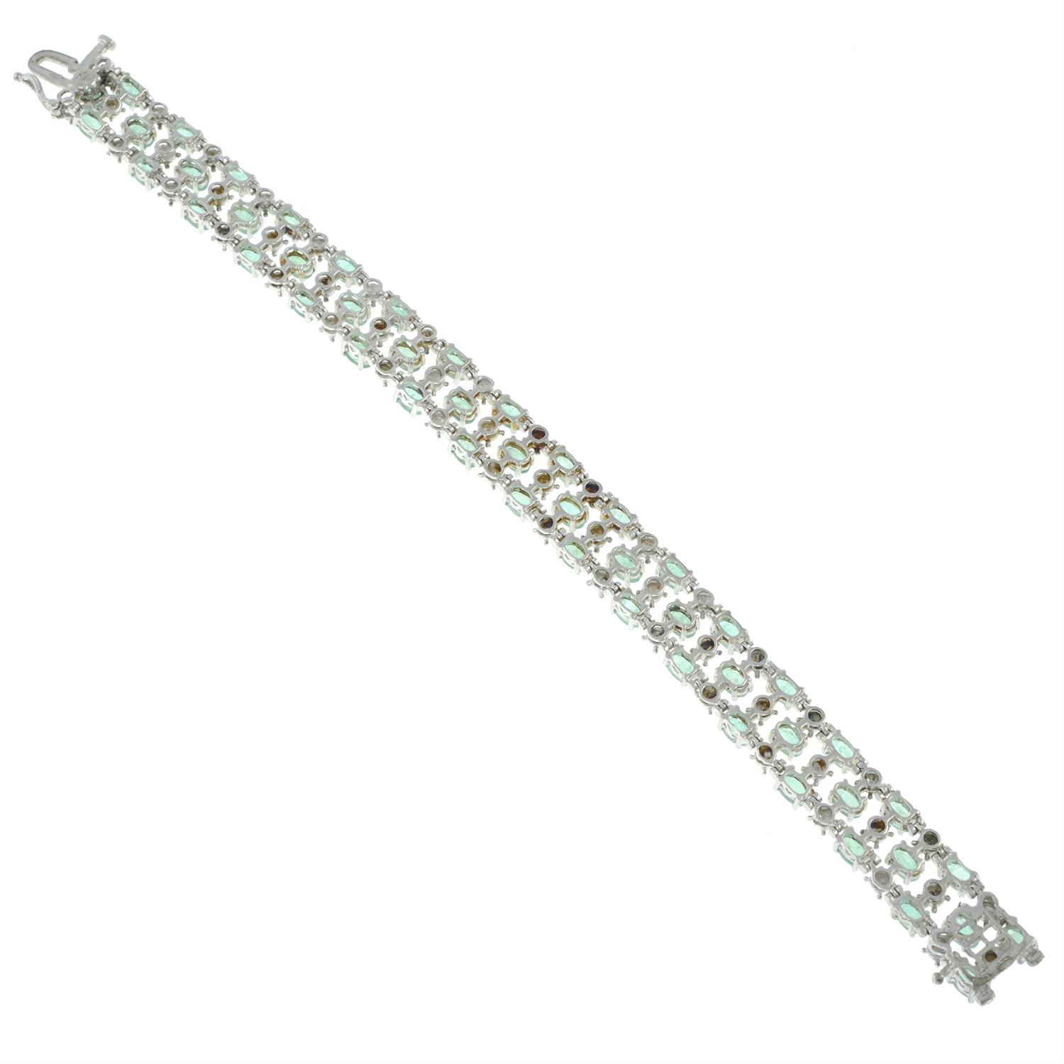 Silver emerald & diamond bracelet - Image 2 of 2