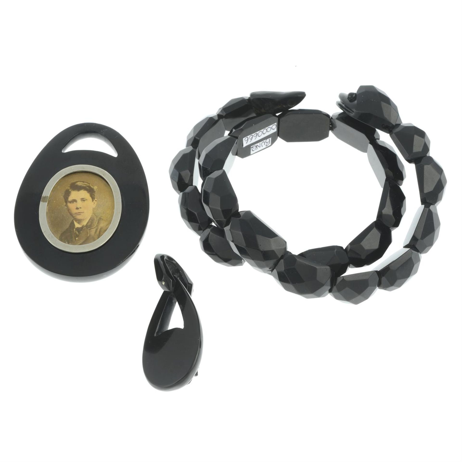 Two jet pendants & a bracelet - Image 2 of 2