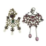 Two continental gem-set pendants