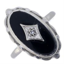 Onyx & diamond signet ring