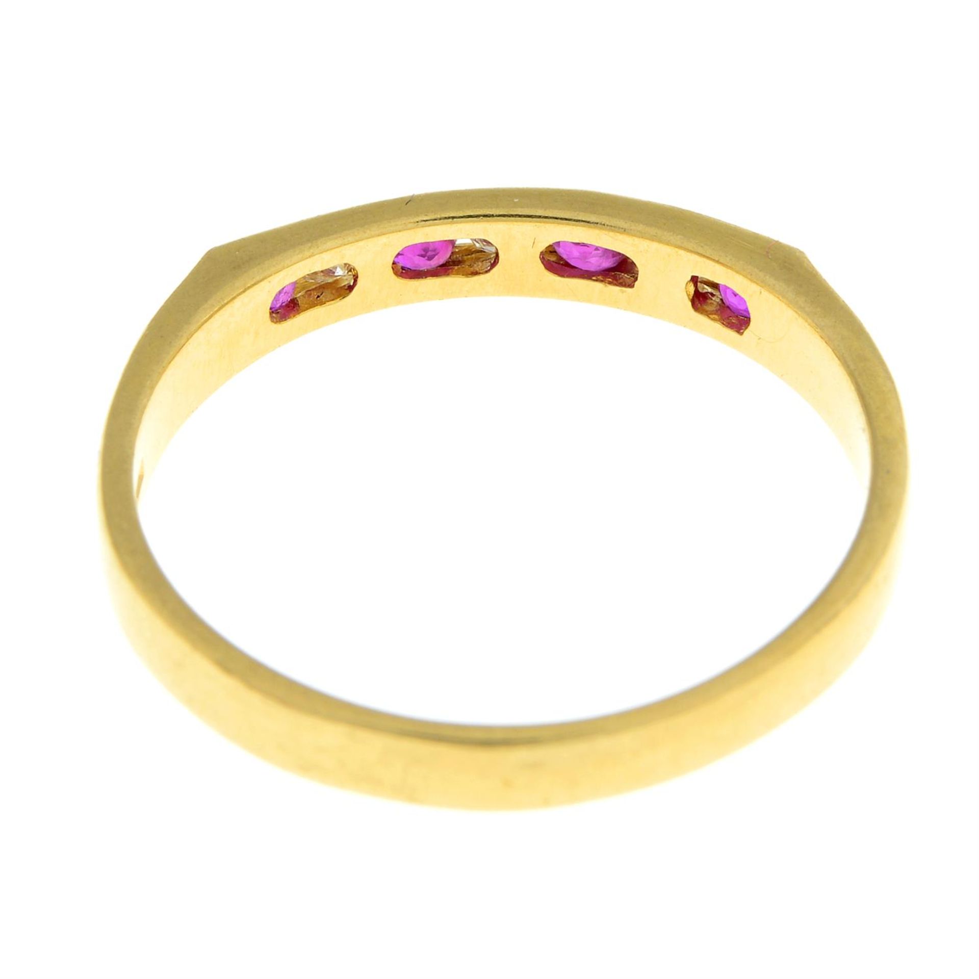 18ct gold ruby & diamond half eternity ring - Image 2 of 2