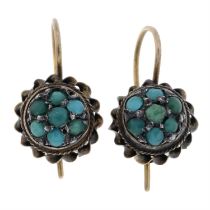 Late 19th gold turquoise earrings