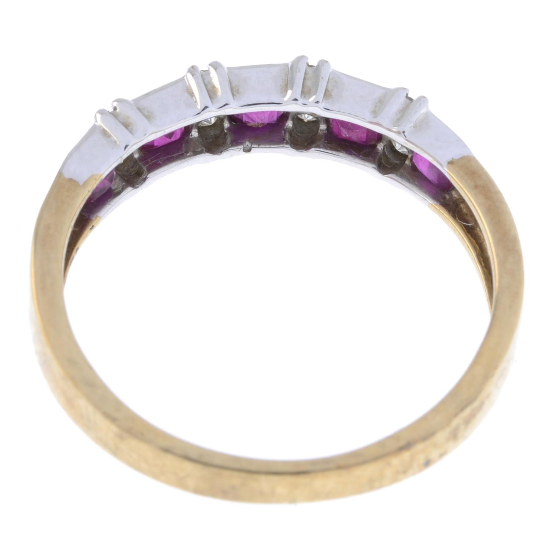 9ct gold ruby & diamond half eternity ring - Image 2 of 2