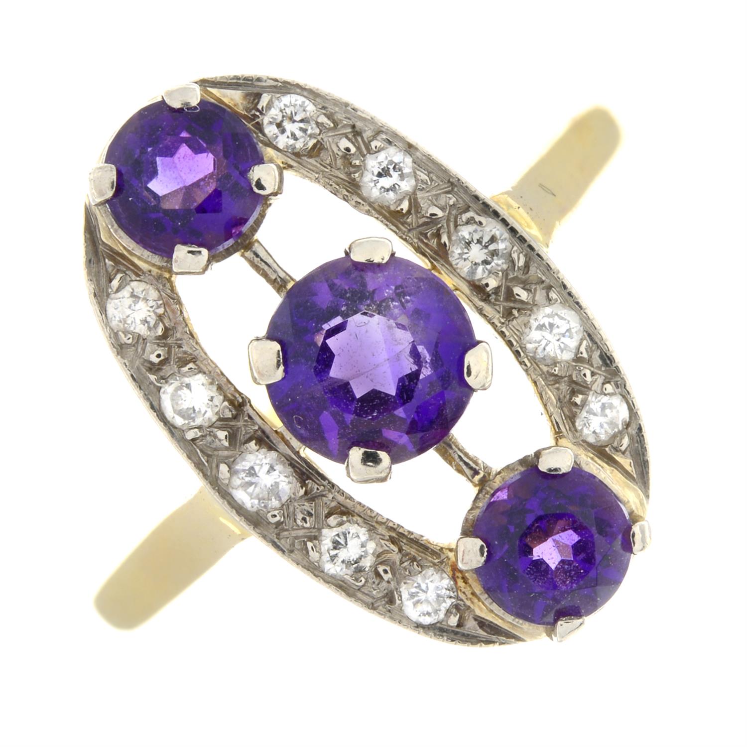 Amethyst and diamond ring