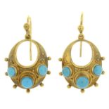 9ct gold blue paste earrings