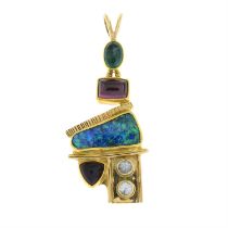 Opal & vari-hue gem pendant