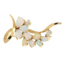 Opal stylised spray brooch