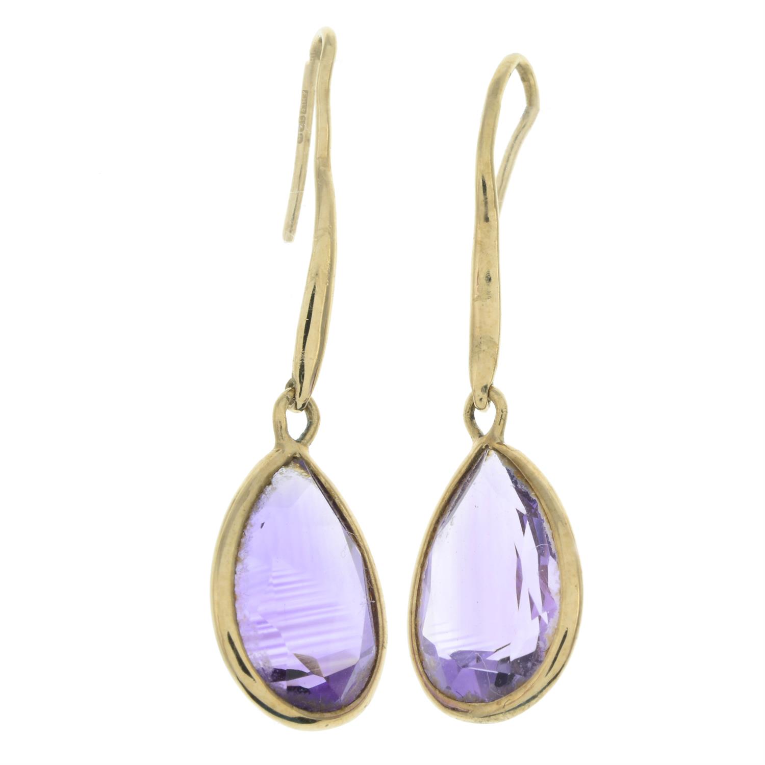 9ct gold amethyst drop earrings