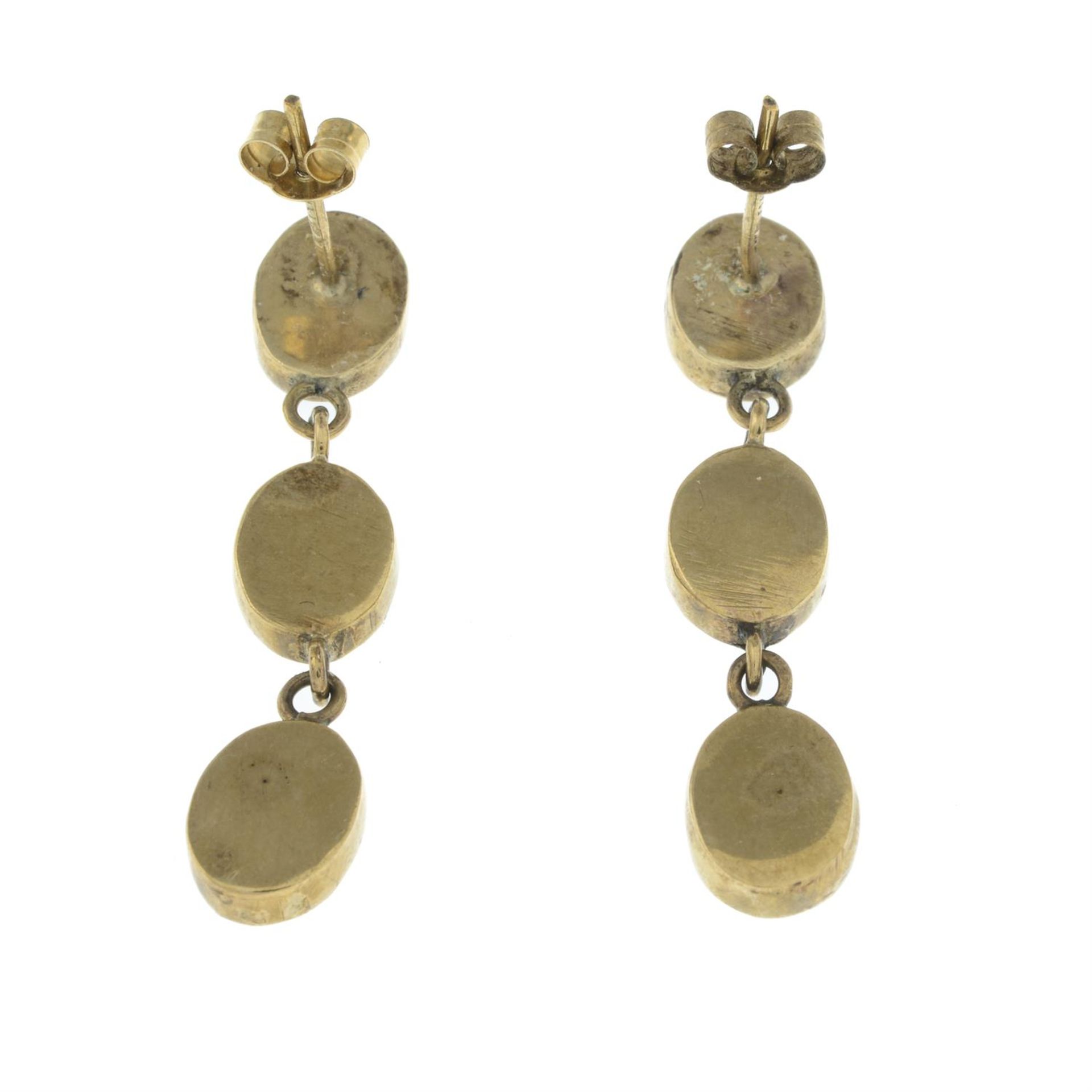 9ct gold opal triplet drop earrings - Image 2 of 2