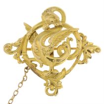 Art Nouveau gold Griffin brooch