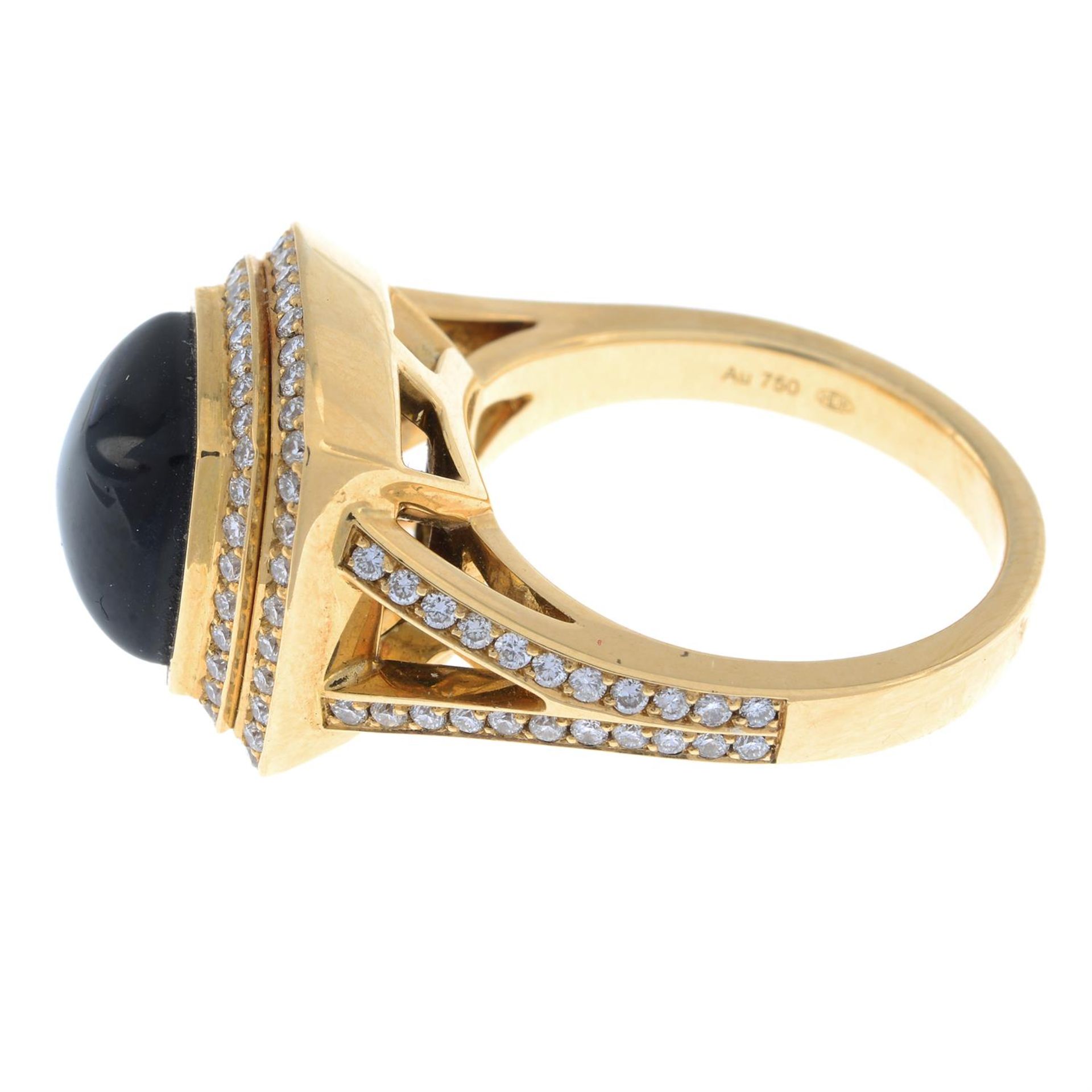 18ct gold jet & diamond ring - Image 4 of 4