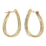 9ct bi-colour gold diamond hoop earrings