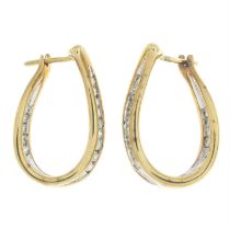 9ct bi-colour gold diamond hoop earrings