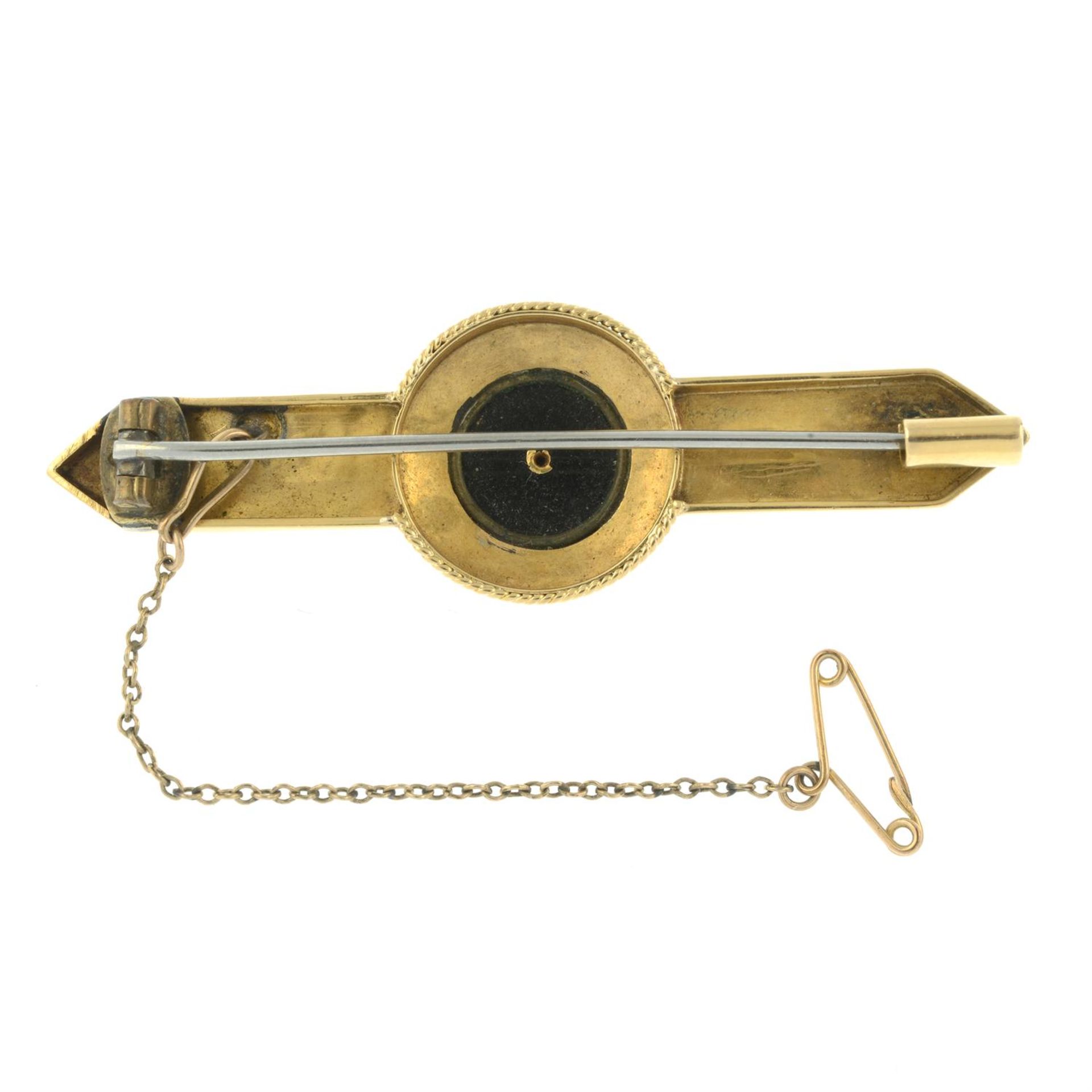 Early 20th century 18ct gold onyx & split pearl bar brooch - Image 2 of 2