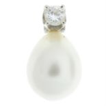 Cultured pearl & diamond pendant