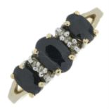 9ct gold sapphire & diamond ring