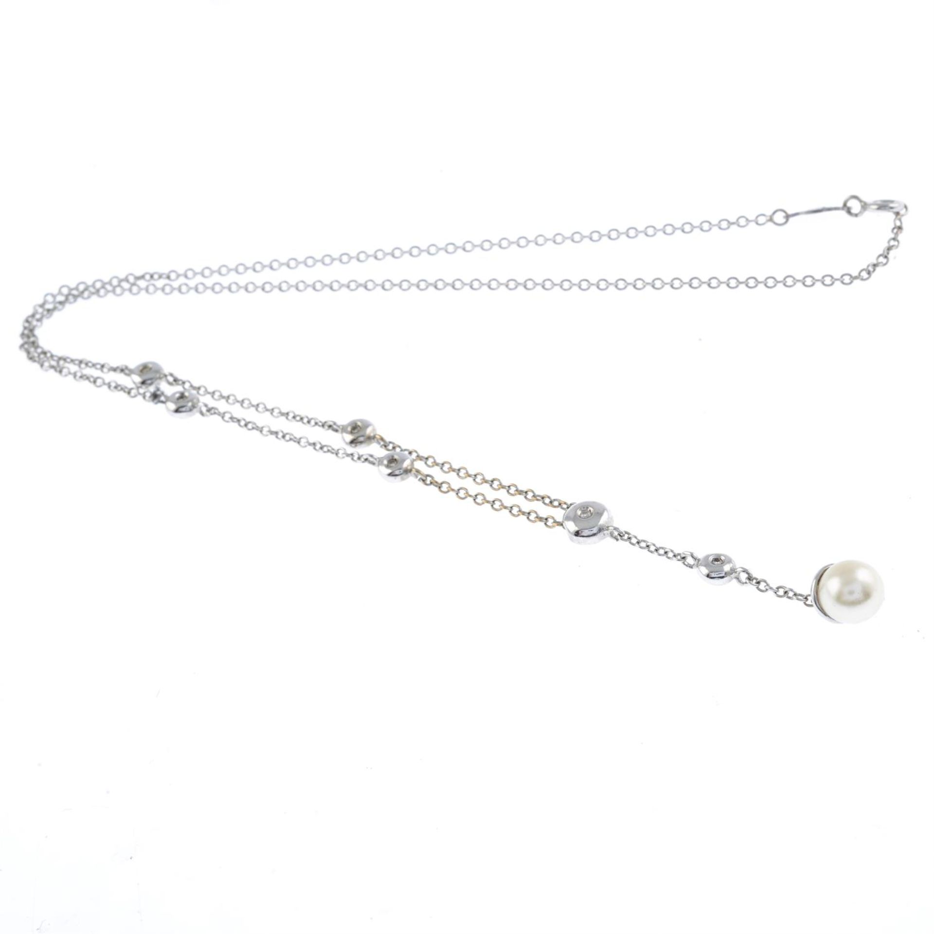 18ct gold cultured pearl & diamond necklace - Image 2 of 2