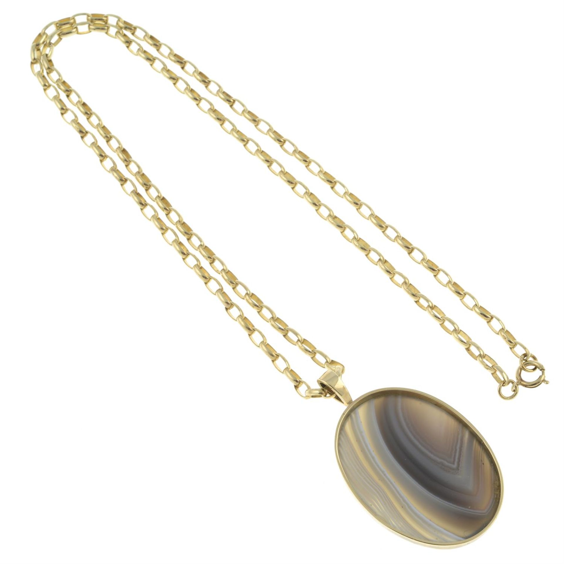 9ct gold banded agate pendant, Ortak - Image 2 of 2