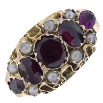 Victorian garnet & imitation pearl ring