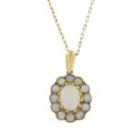 9ct gold opal pendant, with chain