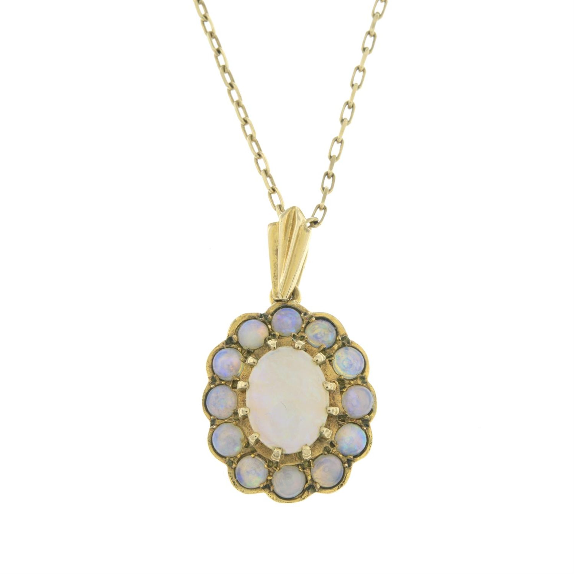 9ct gold opal pendant, with chain