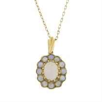 9ct gold opal pendant, with chain