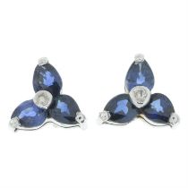 Sapphire & diamond trefoil cluster earrings