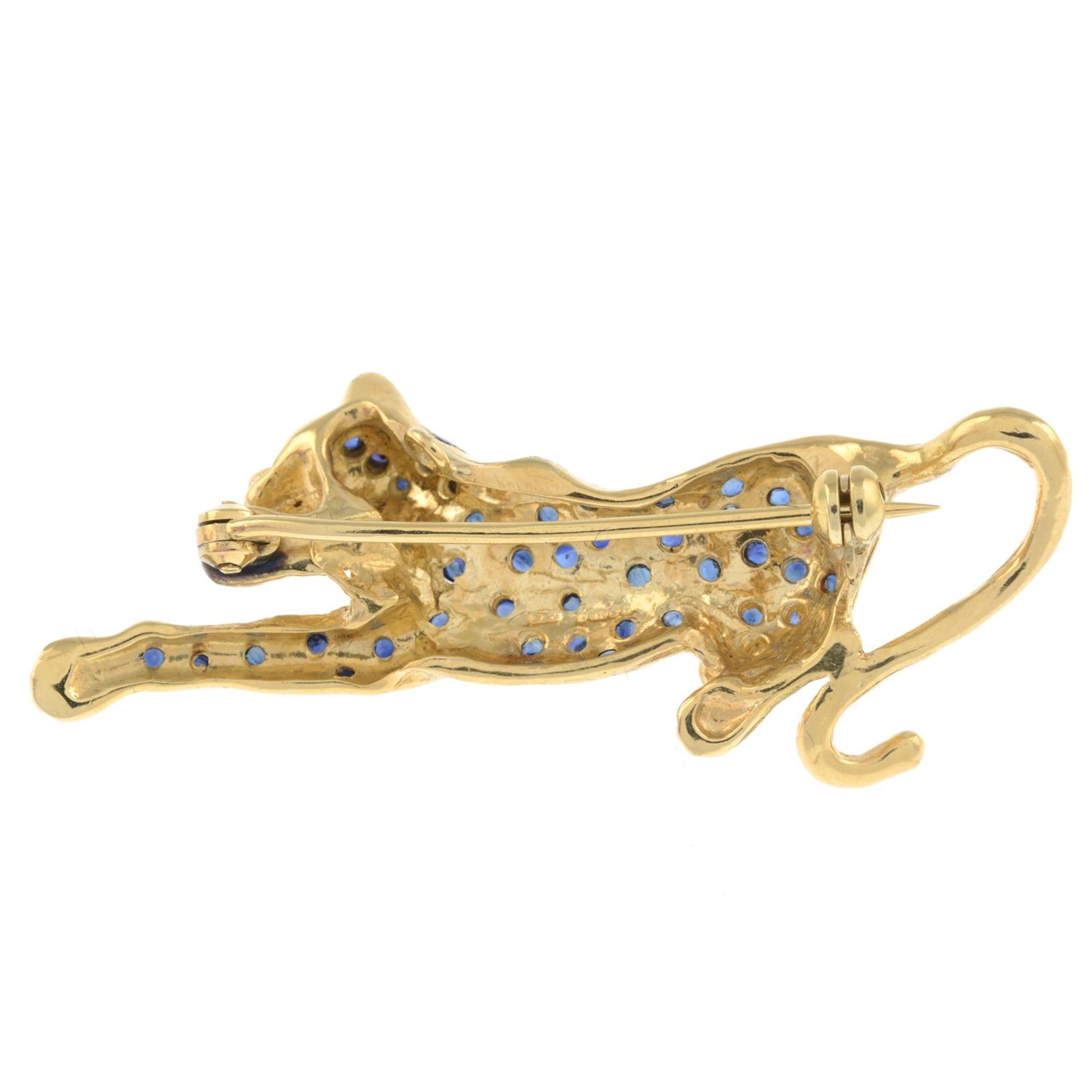 18ct gold sapphire cheetah brooch - Image 2 of 2