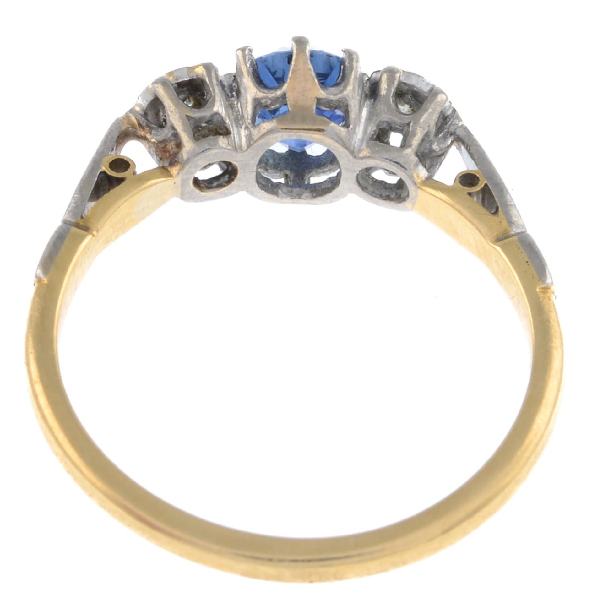 Mid 20th century 9ct gold sapphire & illusion-set diamond ring - Image 2 of 2